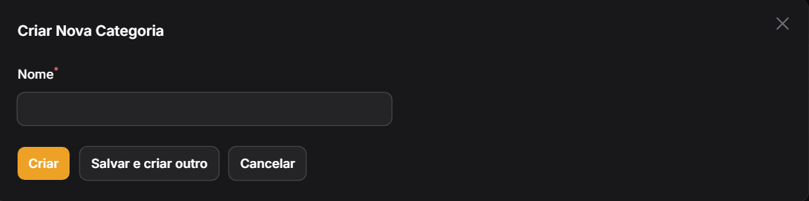 Modal Criar Nova Categoria