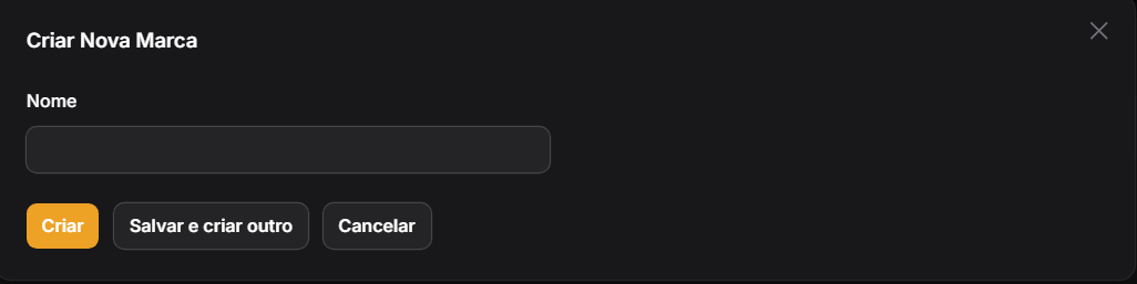 Modal Criar Nova Marca