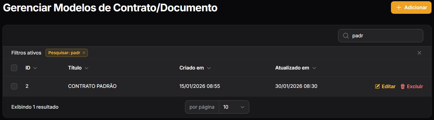 Gerenciar Modelos de Contrato/Documento