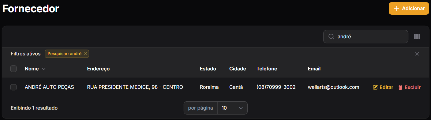 Listagem de Fornecedores WSYS LOCAR